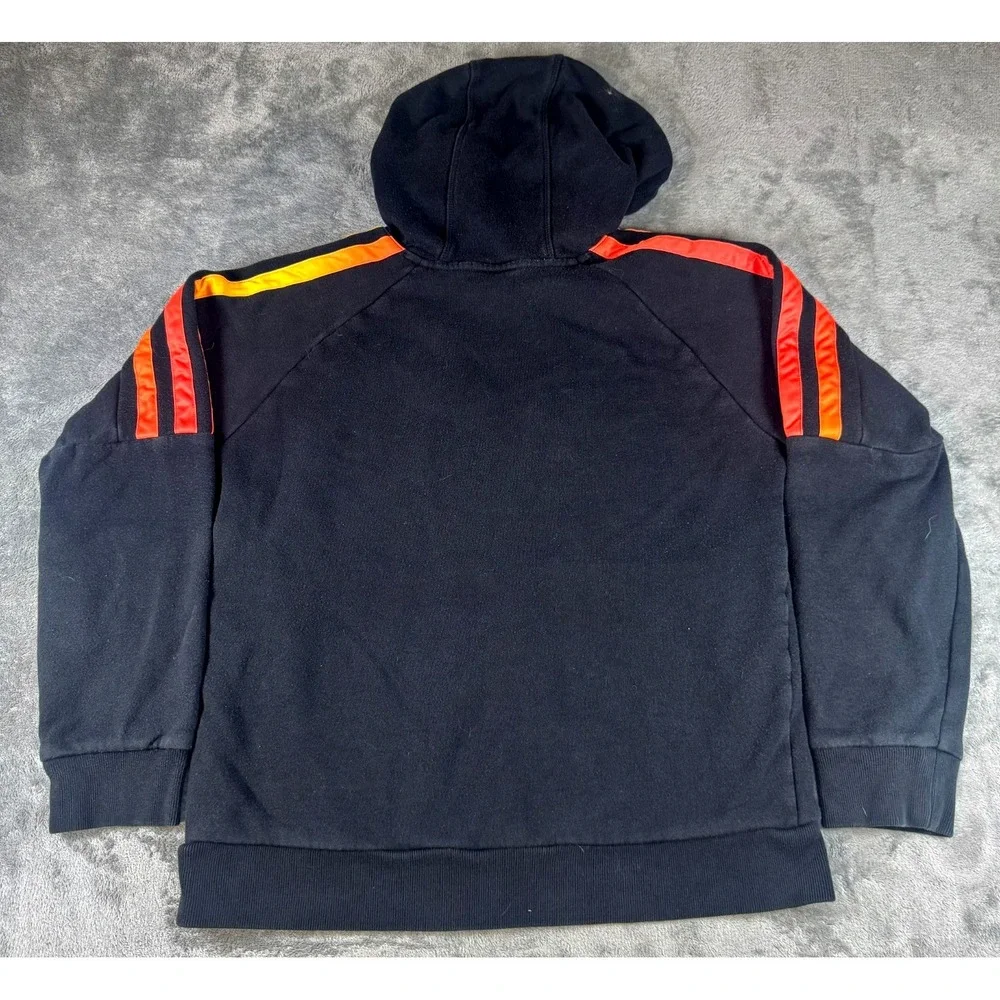 Adidas Youth Black and Orange Graphic‎ Logo Pullover Hoodie 3-Stripe LG 14/16